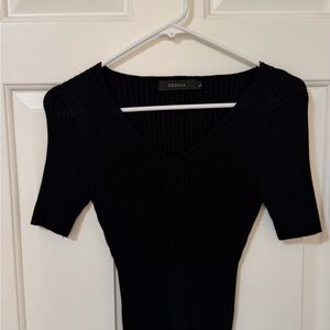 Zesica Black Ribbed Knit Top